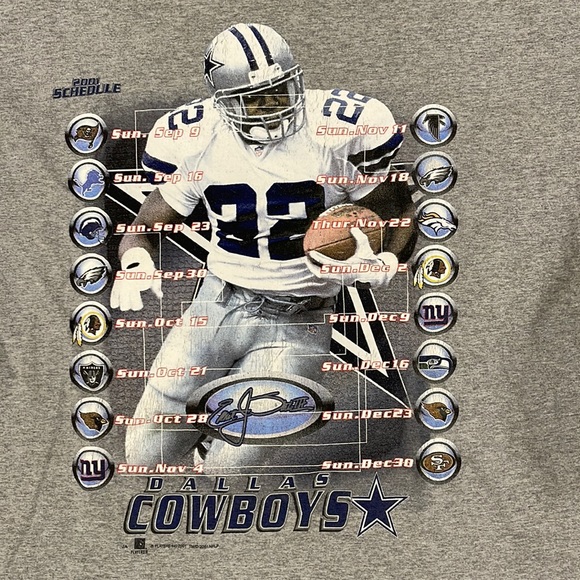 Vintage Y2K 2001 Dallas Cowboys NFL schedule tee / size XL - pit2pit 22” - Picture 1 of 4